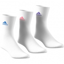 adidas Sport Socks Crew Cushion white/blue, white/purple, white/coral - 3 pairs